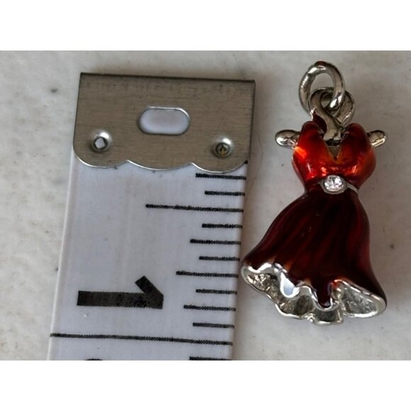 Red Necklace Charm Women's Sundress w/Silver Stone Size Small - Picture 5 of 5